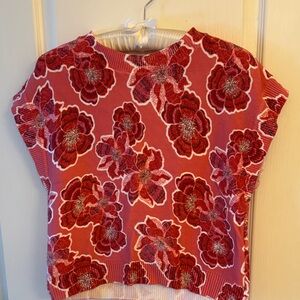 LOFT Red Floral Women's Crop Sweater